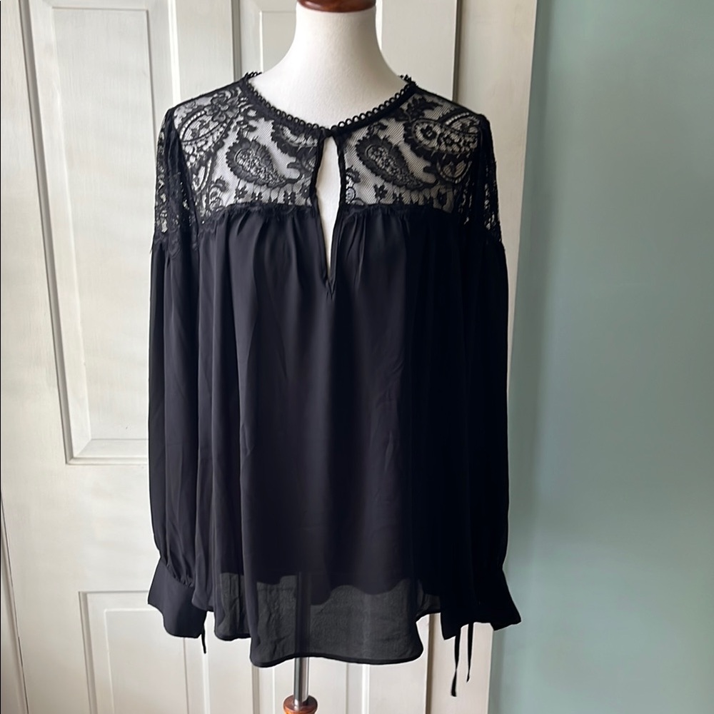 Torrid Black Lace Long Sleeve Top Blouse